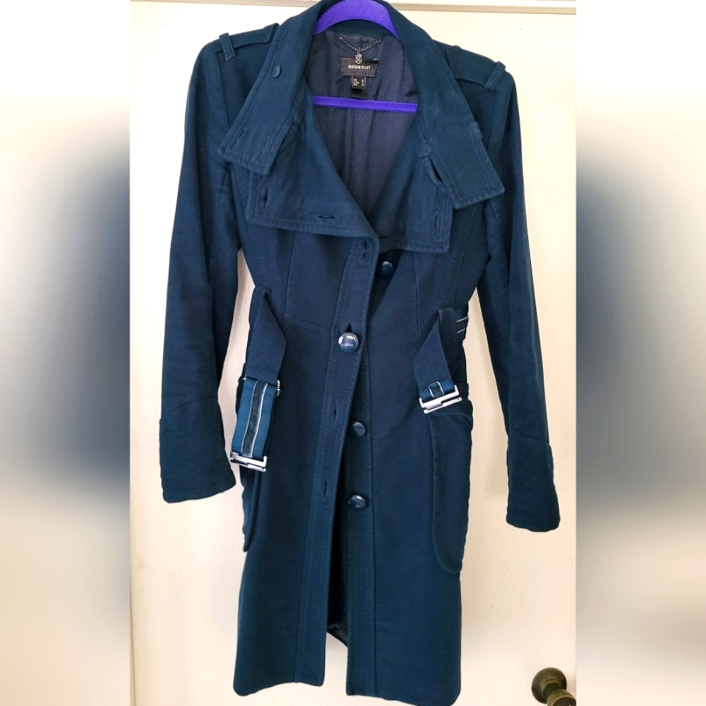 Mango Suit Teal Women's Trench Coat